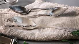  Presentation with cutlery - PPT layouts consisting of cutlery-set-on-gray-napkin background and a  colored foreground