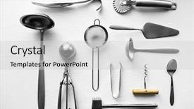  Presentation with cutlery - Presentation theme having cutlery set top view background and a light gray colored foreground