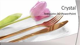  Presentation with beautiful floral border flower design - Slide set consisting of cutlery set with beautiful flower background and a white colored foreground