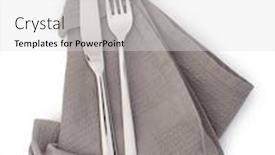  Presentation with cutlery - Cool new presentation theme with cutlery-set-with-fork-knife backdrop and a light gray colored foreground