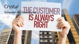  Presentation with urban - Cool new presentation theme with cutomer focus - customer is always right placard backdrop and a light blue colored foreground