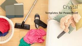  Presentation with clothing wooden clothes hanger object - Presentation theme having cutout-of-a-chaotic-living background and a lemonade colored foreground