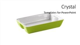  Presentation with green and white - Audience pleasing PPT layouts consisting of cutout of empty baking tray on white background backdrop and a white colored foreground