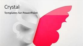  Presentation with greeting card - Slide deck consisting of cutout paper butterfly as greeting background and a  colored foreground