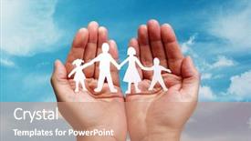  Presentation with chain - Beautiful PPT theme featuring cutout paper chain family backdrop and a coral colored foreground