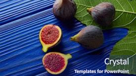  Presentation with fig tree - Presentation theme featuring cutted fruits and fig tree background and a navy blue colored foreground