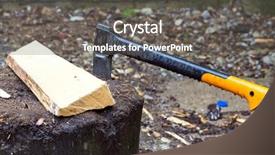  Presentation with wood log - Theme consisting of cutting a log fire wood background and a gray colored foreground