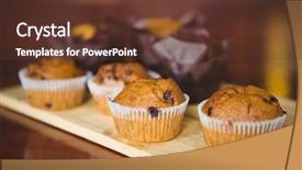  Presentation with chocolate shop - Beautiful slide set featuring cutting board at coffee shop backdrop and a  colored foreground