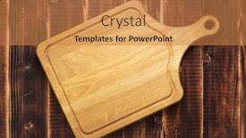 Presentation with cutting board - Slide deck having cutting-board-at-rustic-wooden background and a coral colored foreground