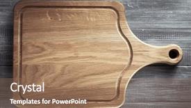  Presentation with cutting board - Presentation theme having cutting board at wooden table background and a coral colored foreground