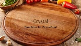  Presentation with cooking utensil - PPT layouts featuring cutting-board-on-wooden-surface background and a gold colored foreground