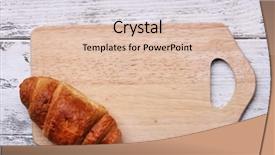  Presentation with croissant - Theme enhanced with cutting board with croissant on color wooden planks background background and a lemonade colored foreground