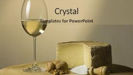  Presentation with italian food - Colorful PPT layouts enhanced with cutting board with genuine italian food white wine glass ripe hard cheese from ewe's milk and walnuts warm ray of light in the background backdrop and a coral colored foreground