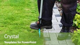  Presentation with health care law - PPT layouts enhanced with cutting edge - garden care - edging lawn background and a tawny brown colored foreground