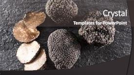 Presentation with graphite - Beautiful slide deck featuring cutting expenses - black truffles and truffle slices backdrop and a dark gray colored foreground
