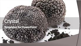  Presentation with black - Audience pleasing theme consisting of cutting expenses - black truffles isolated backdrop and a dark gray colored foreground
