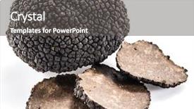 Presentation with white black grafitti - PPT theme with cutting expenses - black truffles isolated background and a dark gray colored foreground