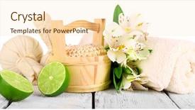  Presentation with lime - Audience pleasing slide set consisting of cutting flowers - spa still life with flower backdrop and a lemonade colored foreground