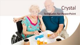  Presentation with health hope healing - Slides enhanced with cutting healthcare costs - senior couple frustrated by health background and a lemonade colored foreground