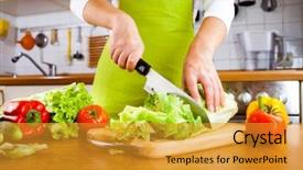  Presentation with lettuce - Colorful presentation theme enhanced with cutting lettuce behind fresh vegetables backdrop and a gold colored foreground