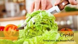  Presentation with lettuce - Beautiful presentation theme featuring cutting lettuce behind fresh vegetables backdrop and a yellow colored foreground