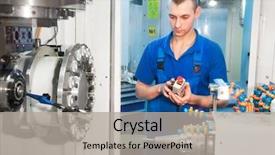  Presentation with cnc machine tool milling - Cool new slide deck with cutting machine center at tool backdrop and a  colored foreground