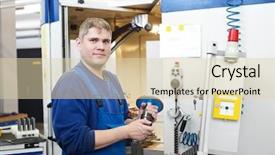  Presentation with cnc machine tool milling - Colorful slides enhanced with cutting machine center at tool backdrop and a lemonade colored foreground