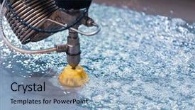  Presentation with water jet technology - Cool new presentation design with cutting machine modern industrial technology backdrop and a light blue colored foreground