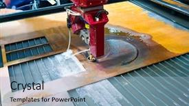  Presentation with engineering industrial - Amazing presentation design having cutting machine modern industrial technology backdrop and a light blue colored foreground
