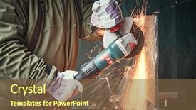  Presentation with sheet metal - Audience pleasing PPT layouts consisting of cutting metal sheet with grinder backdrop and a tawny brown colored foreground