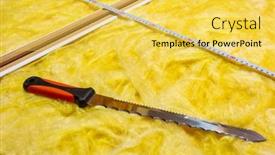  Presentation with mineral - Slide set with cutting-mineral-wool-for-house background and a yellow colored foreground