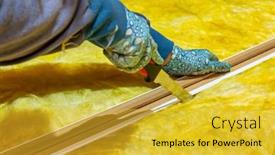  Presentation with mineral - PPT theme having cutting-mineral-wool-for-house background and a yellow colored foreground