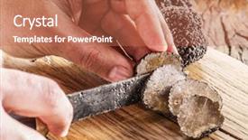  Presentation with cutting board - Colorful PPT layouts enhanced with cutting of black truffle backdrop and a coral colored foreground