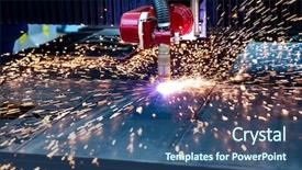  Presentation with laser cutting - Colorful PPT theme enhanced with cutting of metal modern industrial backdrop and a ocean colored foreground