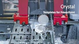  Presentation with processing - Slide set featuring cnc machine operation - metal processing by cutting background and a  colored foreground