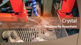  Presentation with industrial shielded metal arc - Presentation theme having cnc machine operation - metal processing by cutting background and a coral colored foreground