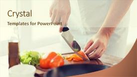  Presentation with vegetable cutting board - PPT layouts consisting of cutting pepper on cutting board background and a cream colored foreground
