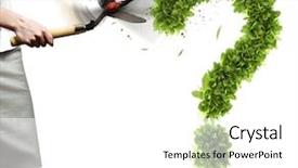  Presentation with young plant - Amazing slide deck having cutting plant shaped like question backdrop and a white colored foreground