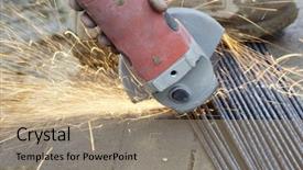  Presentation with wires - Amazing presentation having cutting steel wires with grinding backdrop and a coral colored foreground