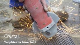  Presentation with steel industry man grinding - Presentation theme consisting of cutting steel wires with grinding background and a gray colored foreground