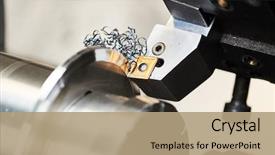  Presentation with mechanical - Slide deck featuring cutting tool at mechanical turning background and a coral colored foreground