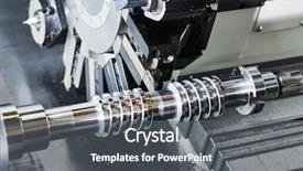  Presentation with metal - Theme with cutting tool at metal working background and a dark gray colored foreground