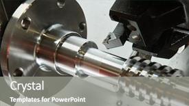  Presentation with metal - Colorful presentation design enhanced with cutting tool at metal working backdrop and a gray colored foreground