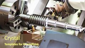  Presentation with cnc machine tool - Beautiful PPT theme featuring cutting tool at metal working backdrop and a violet colored foreground