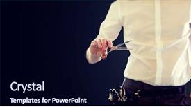  Presentation with hair salon - Slide deck with salon hairstyle and people concept background and a wine colored foreground