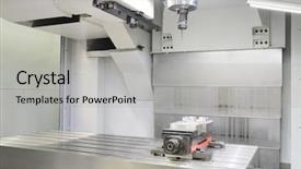  Presentation with cnc machine tools - PPT theme having cutting tools cnc - image of metal-working machine background and a light gray colored foreground