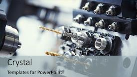  Presentation with metalworking cnc - Audience pleasing slide set consisting of cutting tools set for metal backdrop and a light gray colored foreground