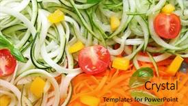 Presentation with fruit vegetable cartoon - Theme having cutting vegetables - closeup of delicious vegetable spaghetti background and a gold colored foreground
