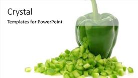  Presentation with capsicum - Beautiful PPT theme featuring cutting vegetables - fresh green bell pepper capsicum backdrop and a white colored foreground