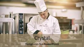  Presentation with professional presntations - Audience pleasing presentation theme consisting of cutting vegetables - happy chef slicing tomatoes backdrop and a coral colored foreground